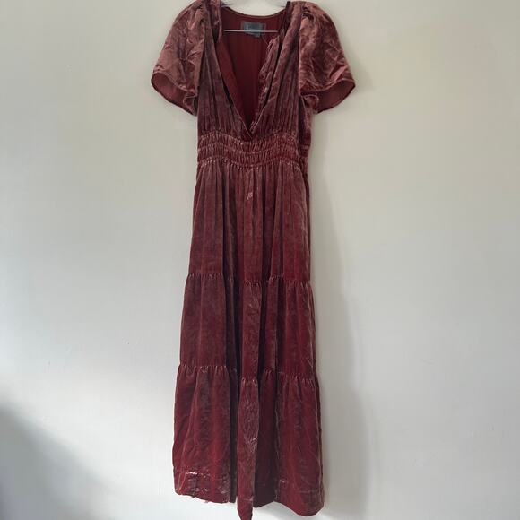 Anthropologie Velvet Maxi Dress in Deep Red - Picture 6 of 11